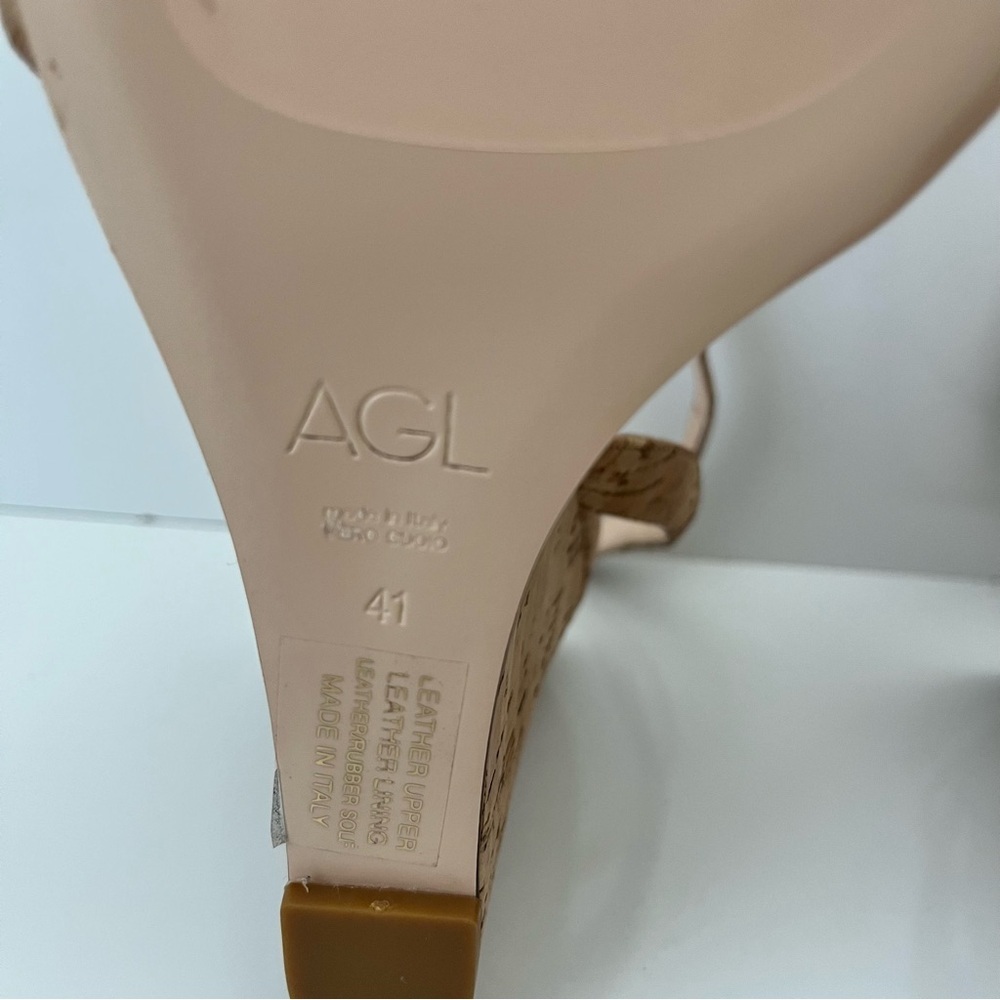 AGL Demi Ankle Strap Cork Wedge Sandal in Natural NEW - Picture 12 of 14